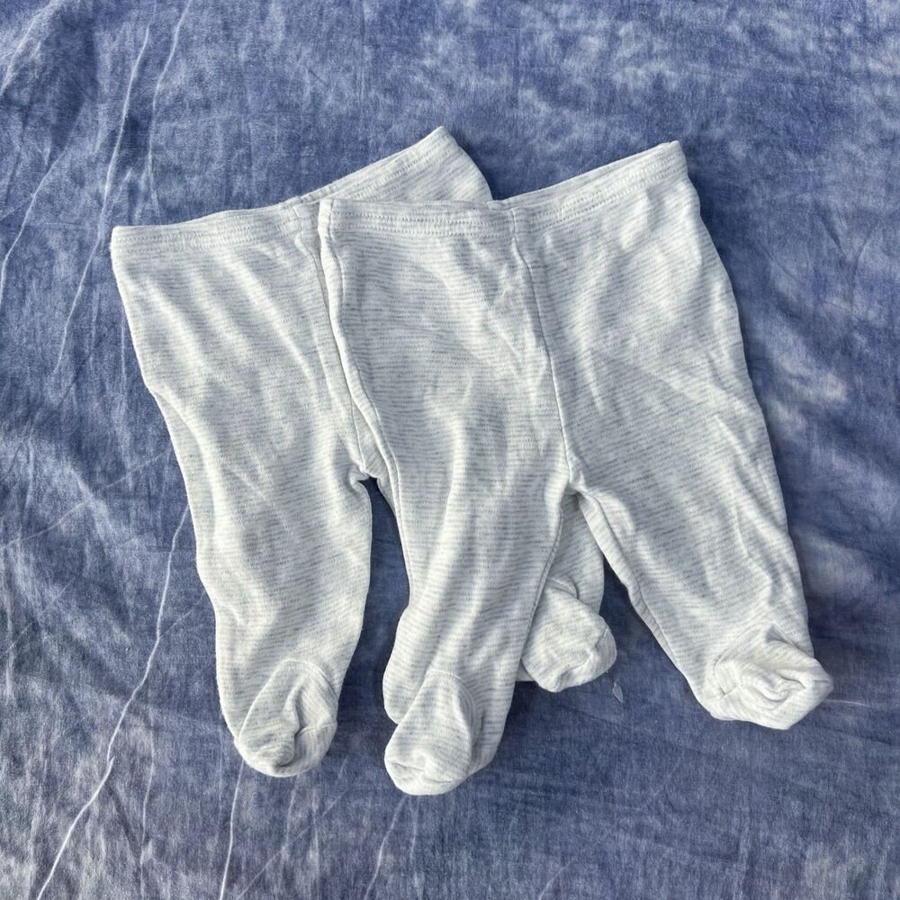 Ralph Lauren Footies Bottoms Pants x 2  Size 3M Striped Gray White